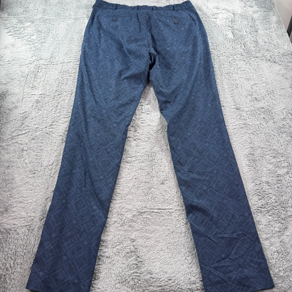 Peter Millar Crown Crafted Mens 34x34 Navy Blue Geometric Diamond Print Pants